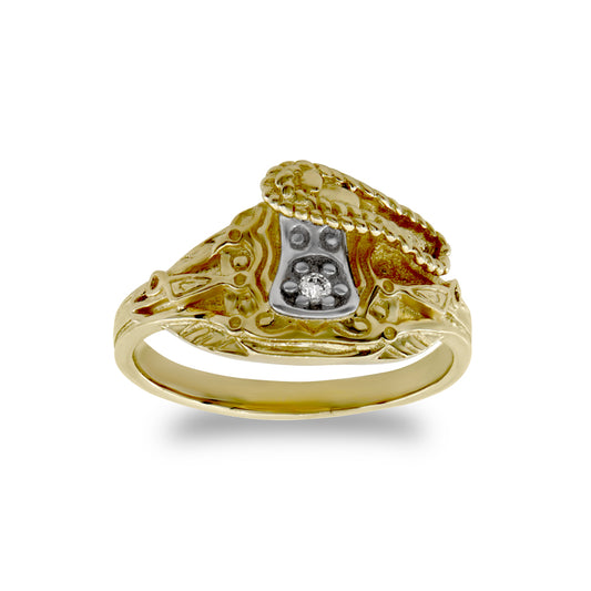 9ct Gold  CZ Horse Saddle Baby Ring - JBR019