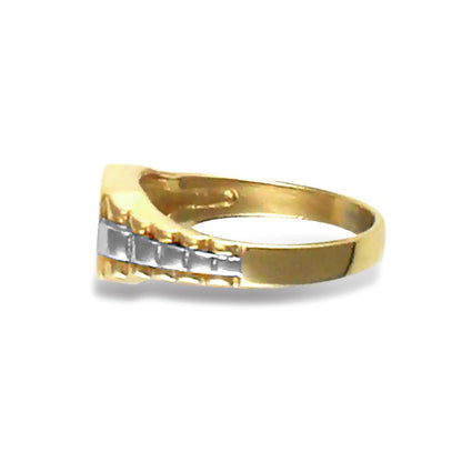 Kids Solid 9ct Yellow and White Gold  Watch Link Signet Baby Ring - JBR020