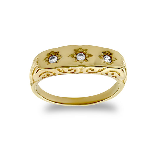 9ct Gold  CZ Gypsy Trilogy Baby Ring - JBR021