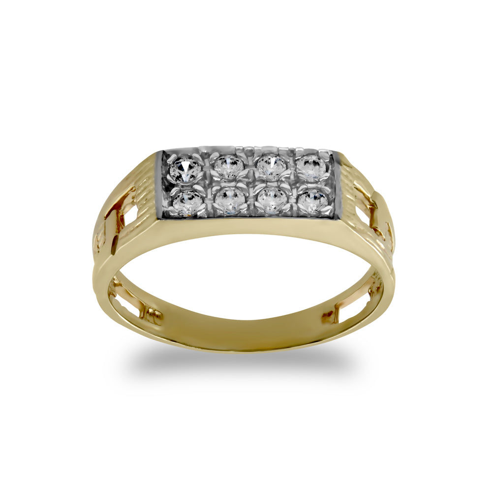 9ct Gold  CZ Curb Link Signet Baby Ring - JBR023