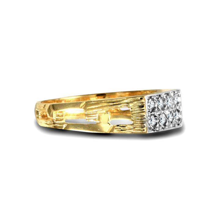 9ct Gold  CZ Curb Link Signet Baby Ring - JBR023