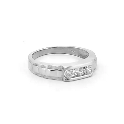 9ct White Gold  CZ Watch Link Signet Baby Ring - JBR025