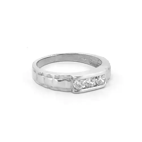 9ct White Gold  CZ Watch Link Signet Baby Ring - JBR025