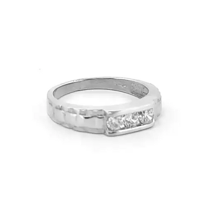 9ct White Gold  CZ Watch Link Signet Baby Ring - JBR025