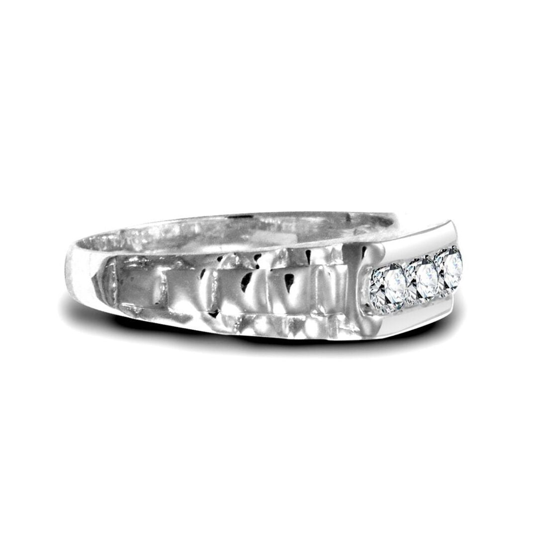 9ct White Gold  CZ Watch Link Signet Baby Ring - JBR025