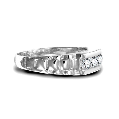 9ct White Gold  CZ Watch Link Signet Baby Ring - JBR025