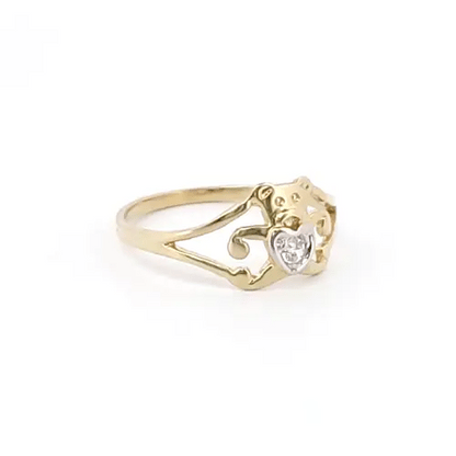 9ct Gold  CZ Teddy Bear Love Baby Ring - JBR030