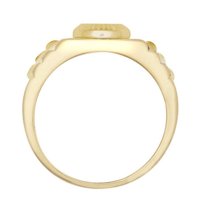 9ct Gold  CZ Fluted Bezel Watch Strap Cluster Baby Pinky Ring - JBR033