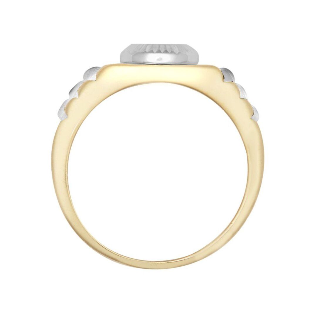 9ct 2-Colour Gold  CZ Fluted Bezel Watch Strap Baby Pinky Ring - JBR034