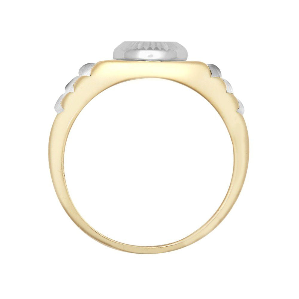9ct 2-Colour Gold  CZ Fluted Bezel Watch Strap Baby Pinky Ring - JBR034