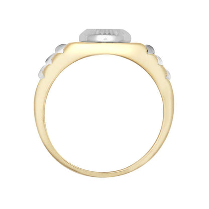 9ct 2-Colour Gold  CZ Fluted Bezel Watch Strap Baby Pinky Ring - JBR034