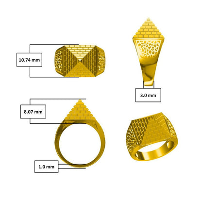 9ct Gold  Egyptian Pyramid 10mm Signet Baby Pinky Ring - JBR035