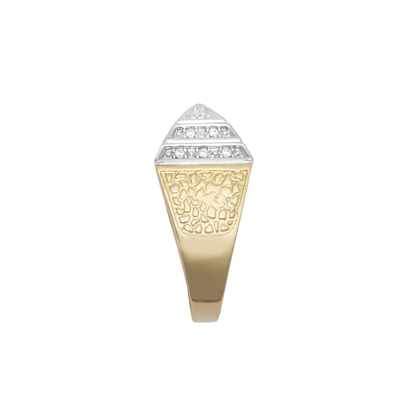 9ct 2-Colour Gold  Egyptian Pyramid 10mm Signet Pinky Baby Ring - JBR036