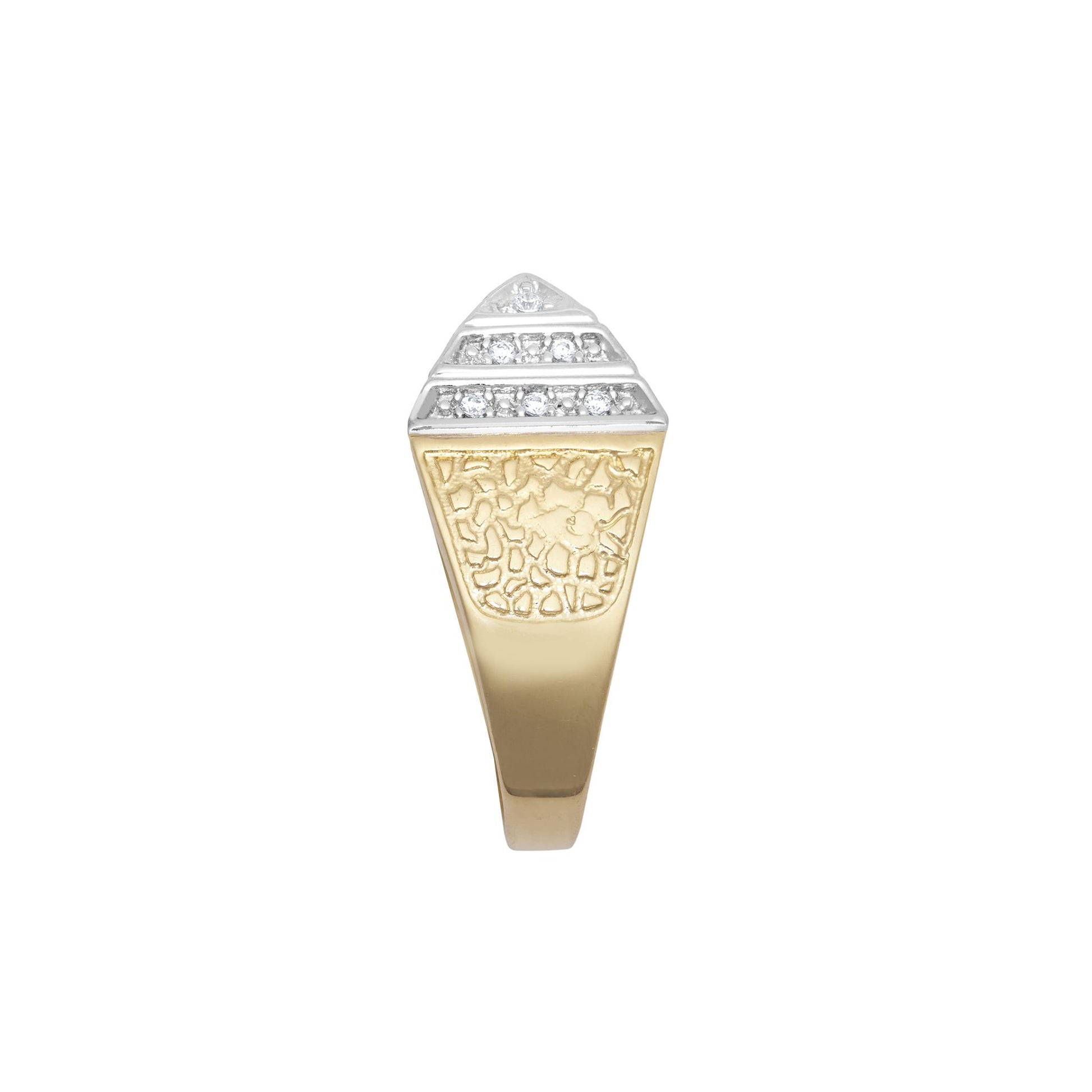 9ct 2-Colour Gold  Egyptian Pyramid 10mm Signet Pinky Baby Ring - JBR036