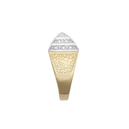 9ct 2-Colour Gold  Egyptian Pyramid 10mm Signet Pinky Baby Ring - JBR036