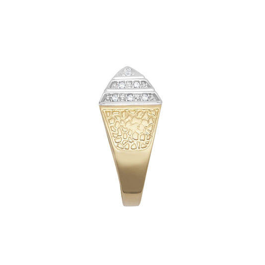 9ct 2-Colour Gold  Egyptian Pyramid 10mm Signet Pinky Baby Ring - JBR036