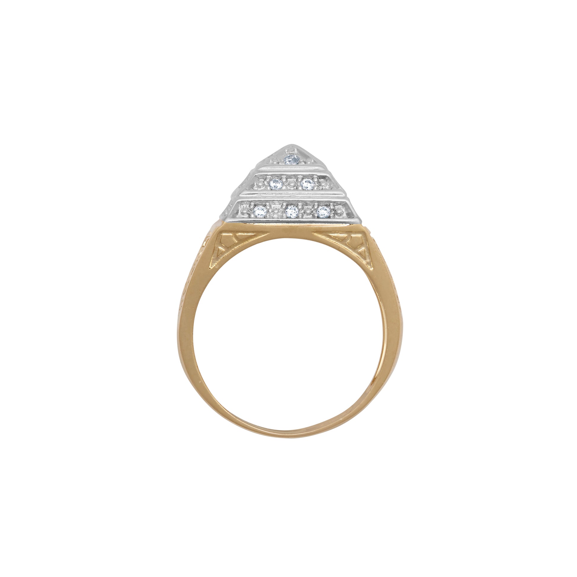 9ct 2-Colour Gold  Egyptian Pyramid 10mm Signet Pinky Baby Ring - JBR036