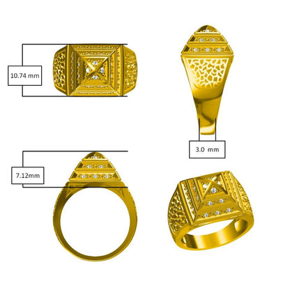 9ct 2-Colour Gold  Egyptian Pyramid 10mm Signet Pinky Baby Ring - JBR036