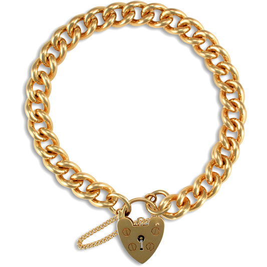 9ct Gold  Love Padlock Open 9.5mm Charm Bracelet - JCB008