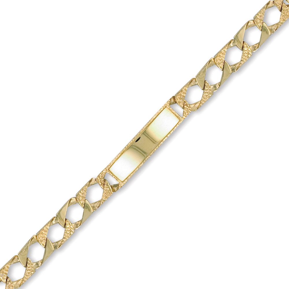 9ct Gold  Lizard Curb 7.5mm Identity ID Bracelet - JCC003