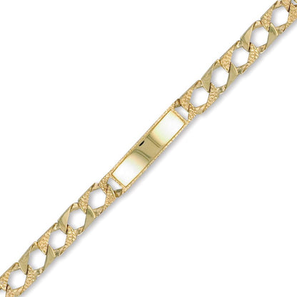 9ct Gold  Lizard Curb 7.5mm Identity ID Bracelet - JCC003