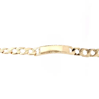 9ct Gold  Lizard Curb 7.5mm Identity ID Bracelet - JCC003