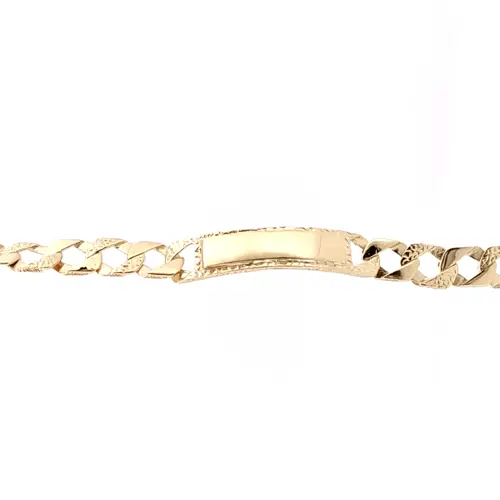 9ct Gold  Lizard Curb 7.5mm Identity ID Bracelet - JCC003