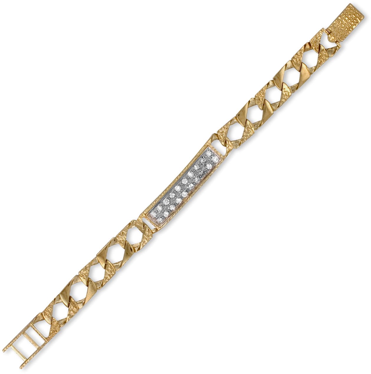 9ct Gold  CZ Lizard Curb 8mm Identity ID Bracelet - JCC004