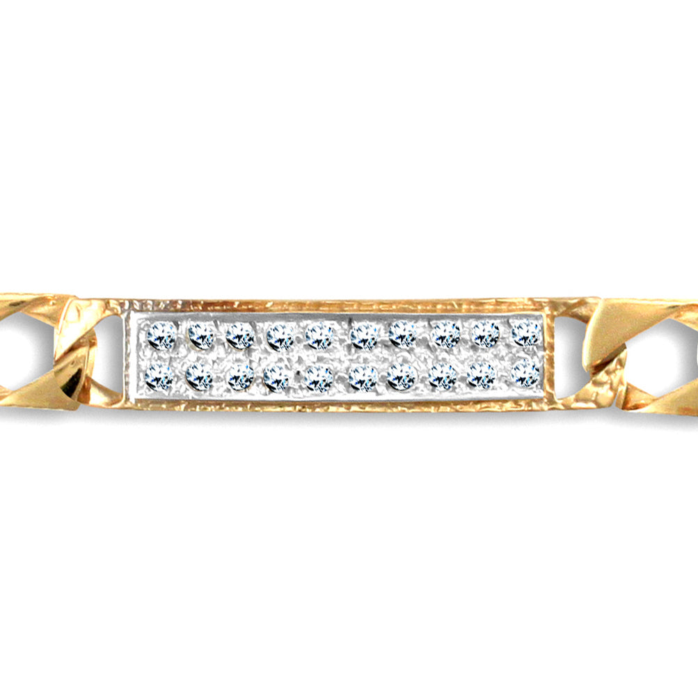 9ct Gold  CZ Lizard Curb 8mm Identity ID Bracelet - JCC004