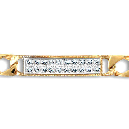 9ct Gold  CZ Lizard Curb 8mm Identity ID Bracelet - JCC004