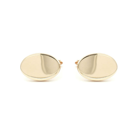 Mens 9ct Gold  Heavyweight Oval Swivel Back Cufflinks - JCL001