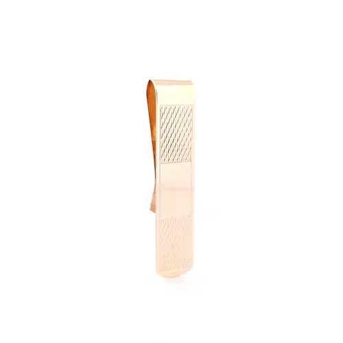 Mens Solid 9ct Gold  Diamond Cut Quilt ID Bar Money Clip - JCL005