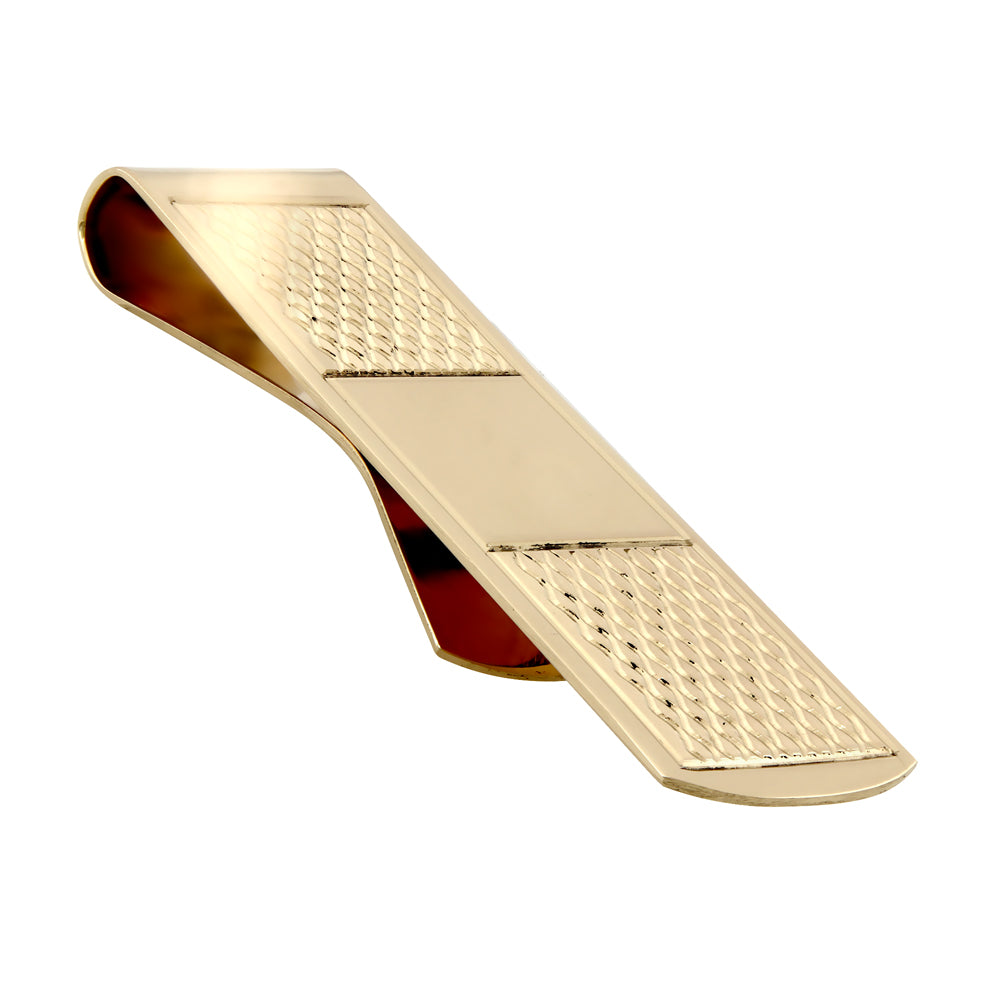 Mens Solid 9ct Gold  Diamond Cut Quilt ID Bar Money Clip - JCL005