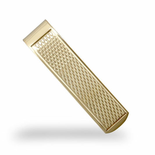 Mens Solid 9ct Gold  Diamond Cut Quilt Money Clip - JCL006
