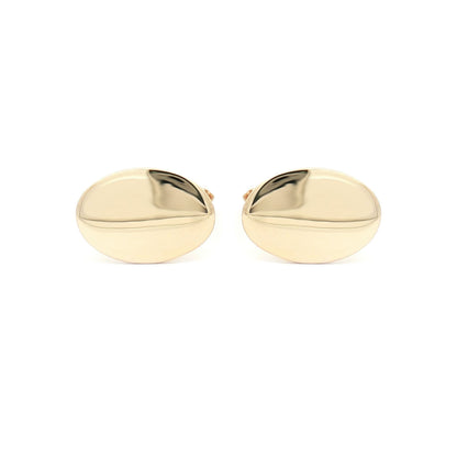 Mens 9ct Gold  Heavyweight Oval Swivel Back Cufflinks - JCL022