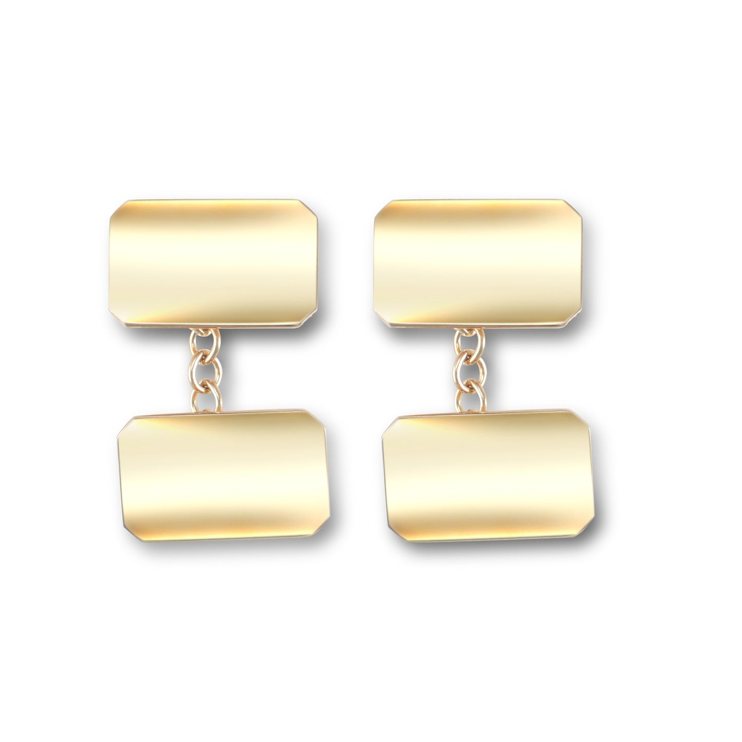 Mens 9ct Gold  Twin Rectangular Chain Linked Cufflinks - JCL027