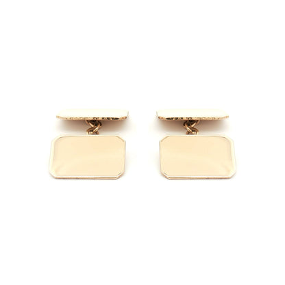 Mens 9ct Gold  Twin Rectangular Chain Linked Cufflinks - JCL027