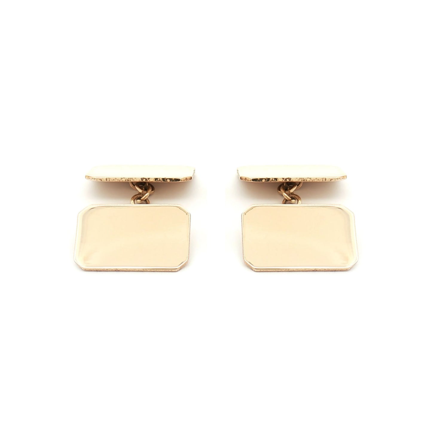 Mens 9ct Gold  Twin Rectangular Chain Linked Cufflinks - JCL027