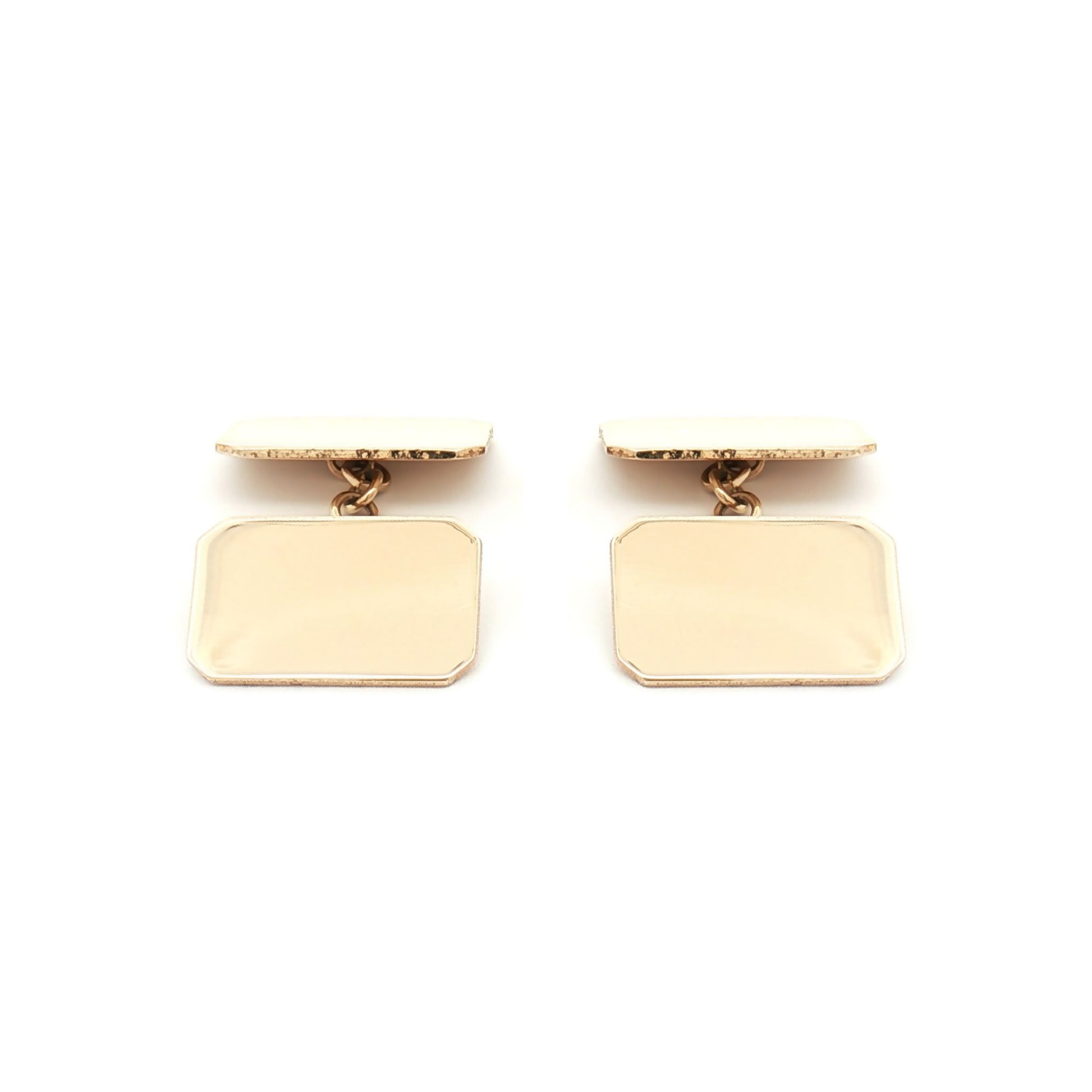 Mens 9ct Gold  Twin Rectangular Chain Linked Cufflinks - JCL027