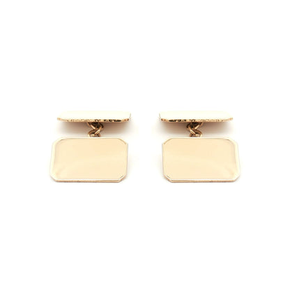 Mens 9ct Gold  Twin Rectangular Chain Linked Cufflinks - JCL027