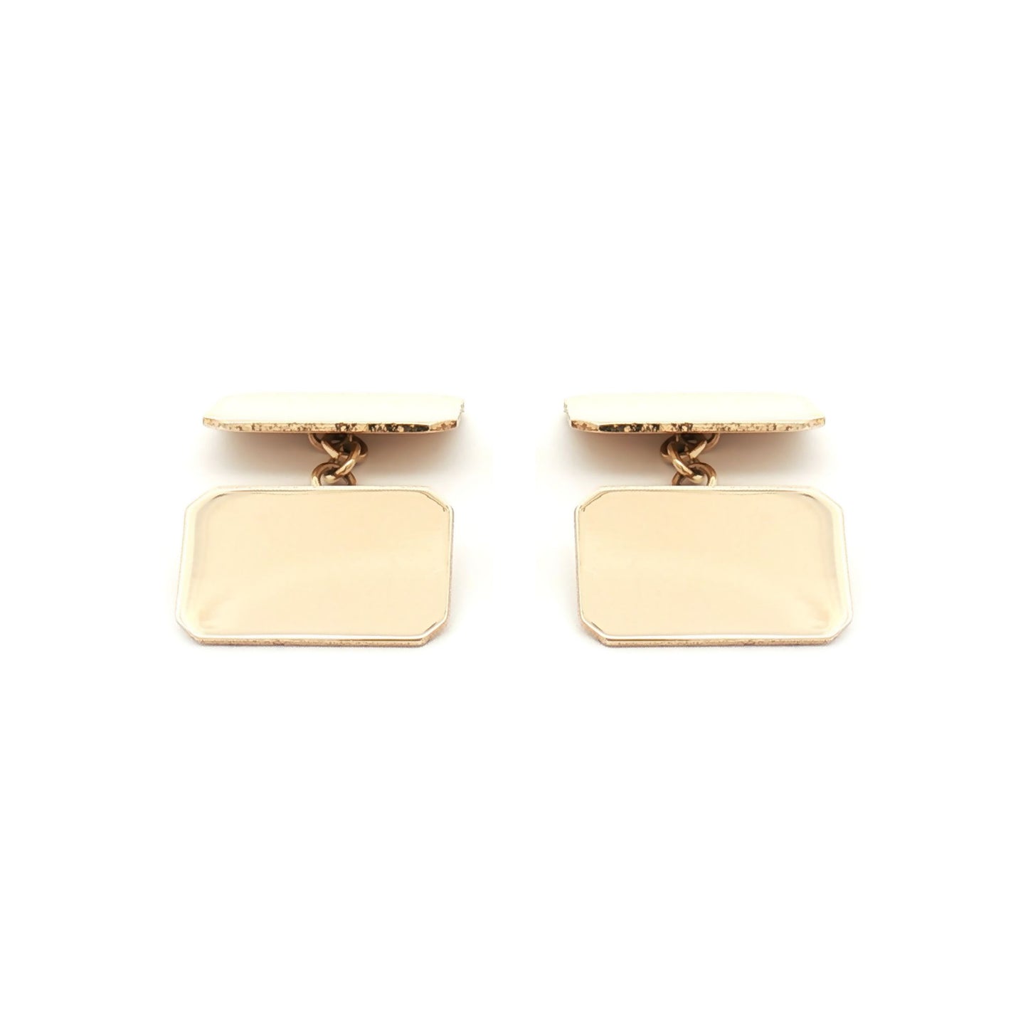 Mens 9ct Gold  Twin Rectangular Chain Linked Cufflinks - JCL027