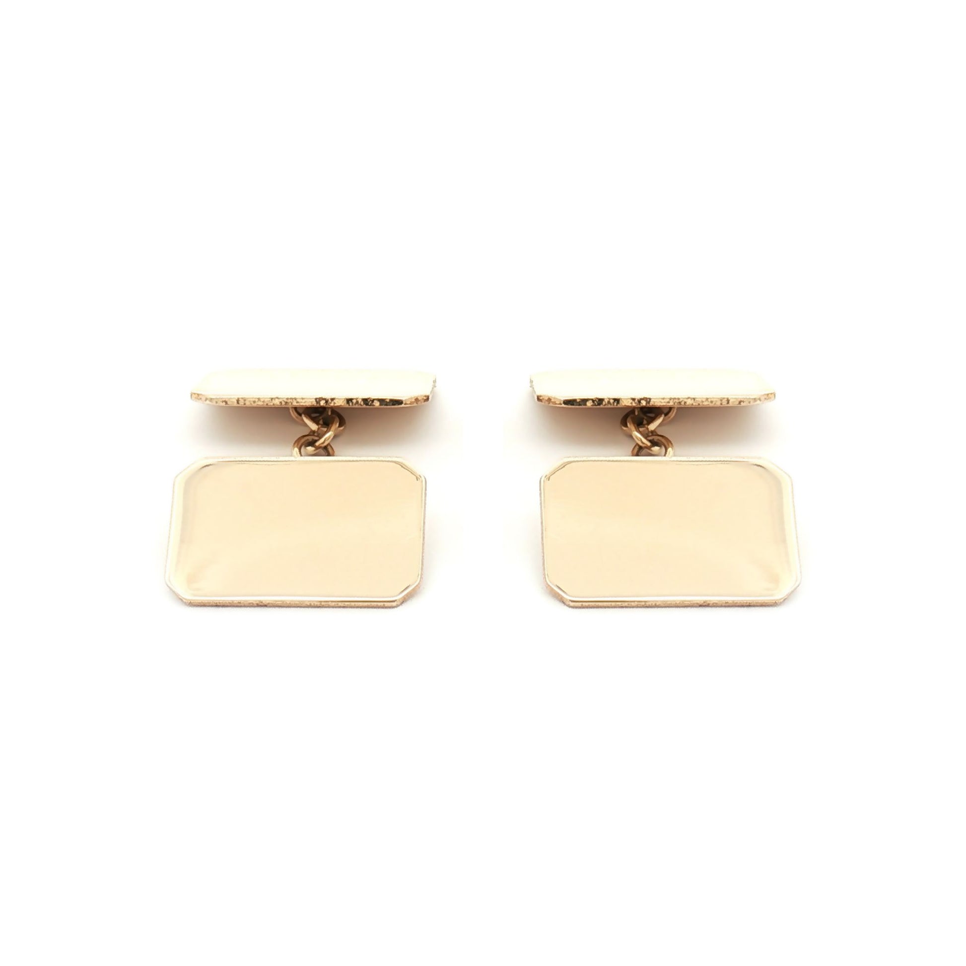 Mens 9ct Gold  Twin Rectangular Chain Linked Cufflinks - JCL027
