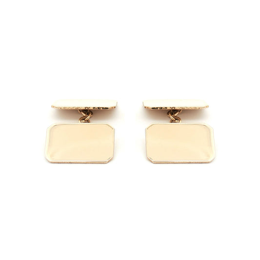 Mens 9ct Gold  Twin Rectangular Chain Linked Cufflinks - JCL027