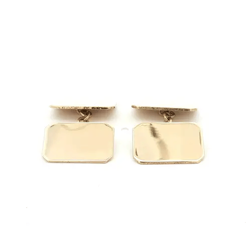 Mens 9ct Gold  Twin Rectangular Chain Linked Cufflinks - JCL027