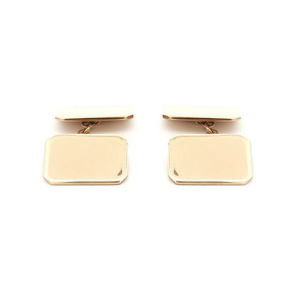 Mens 9ct Gold  Twin Rectangular Chain Linked Cufflinks - JCL028