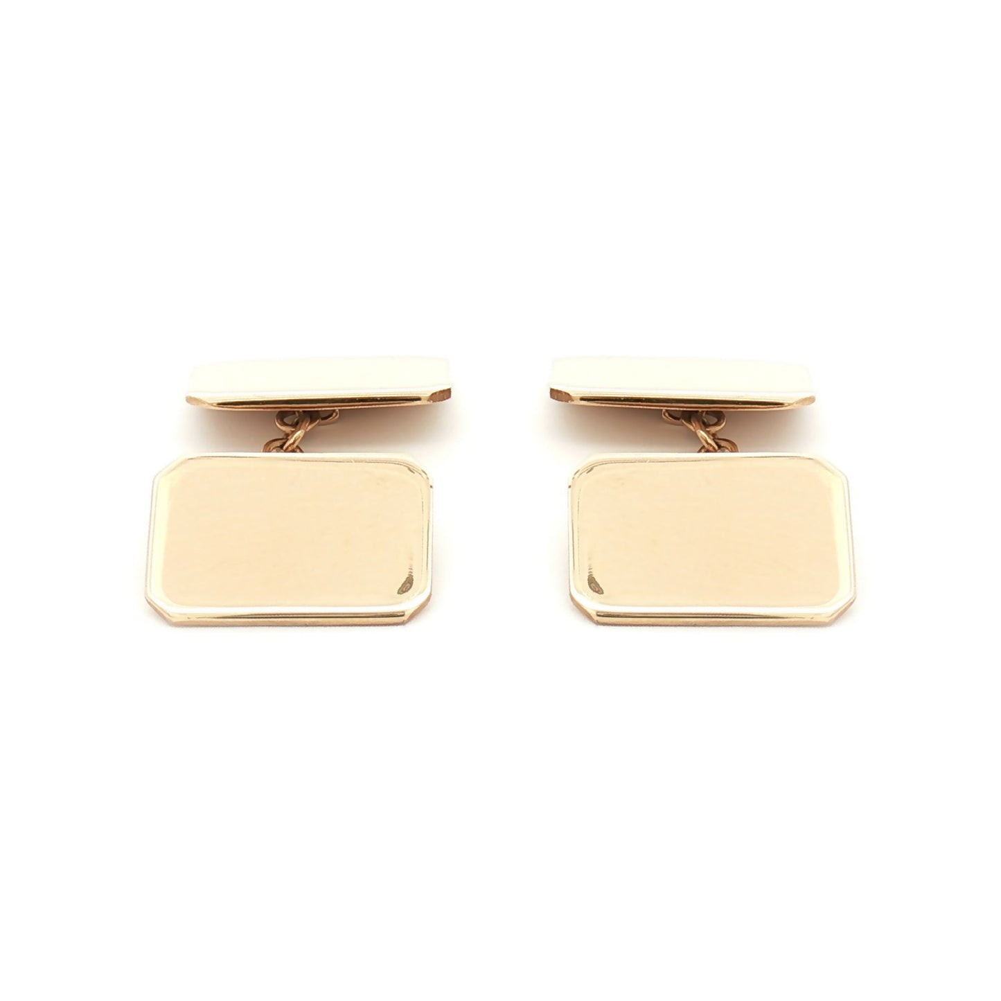 Mens 9ct Gold  Twin Rectangular Chain Linked Cufflinks - JCL028