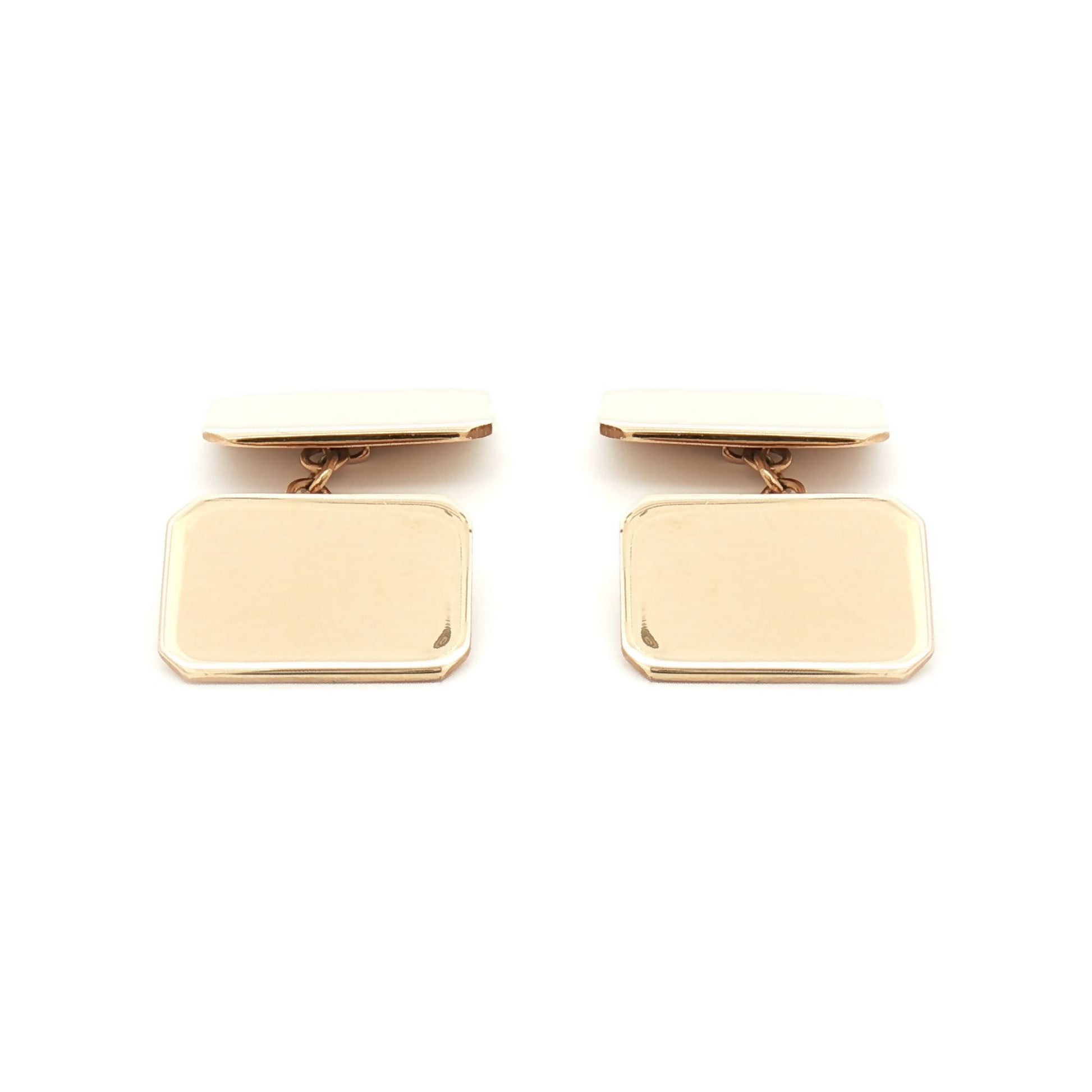 Mens 9ct Gold  Twin Rectangular Chain Linked Cufflinks - JCL028