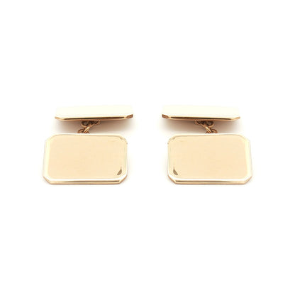 Mens 9ct Gold  Twin Rectangular Chain Linked Cufflinks - JCL028