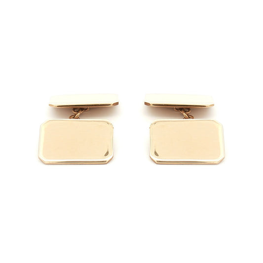 Mens 9ct Gold  Twin Rectangular Chain Linked Cufflinks - JCL028