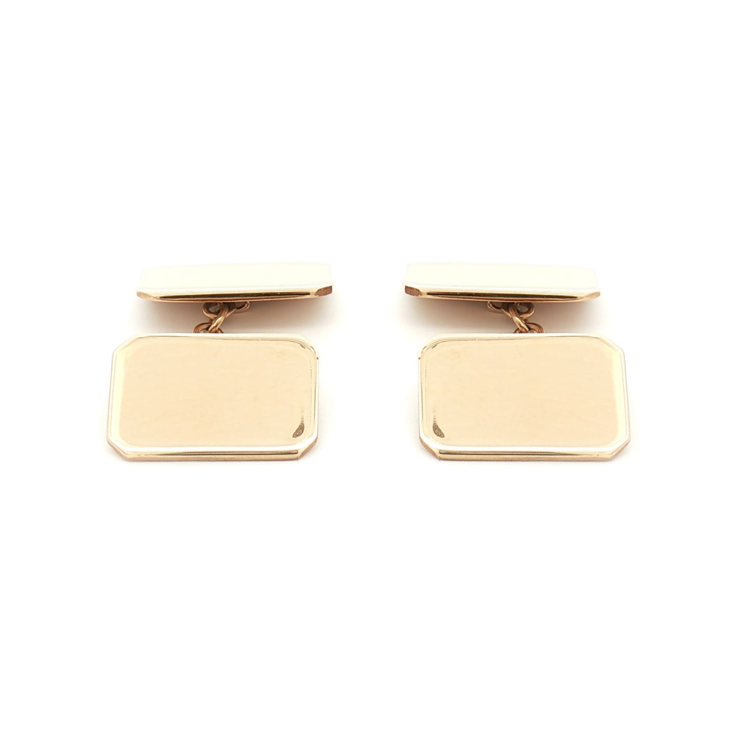Mens 9ct Gold  Twin Rectangular Chain Linked Cufflinks - JCL028